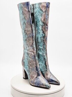 Wild Pair Isla Multi Snake Print Knee High Boots Women 5 M Block Heel NEW